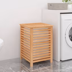 vidaXL Laundry Basket 45x45x65 cm Solid Wood Walnut Wooden Washing Bin Basket - Additional view 3