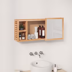 vidaXL Solid Wood Walnut Mirror Cabinet Wooden Bathroom Vanity Unit Cabinet - Additional view 2