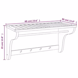 vidaXL Towel Rack 60x30x35 cm Solid Wood Walnut Bathroom Wooden Towel Holder