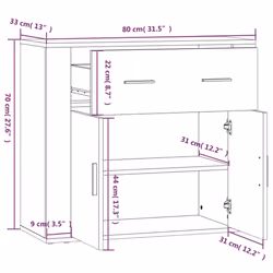 vidaXL Sideboard Side Cabinet Storage Cupboard Home Organiser Engineered Wood - Grey sonoma - Additional view 10