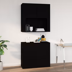 vidaXL Wall Cabinet Black Engineered Wood Sideboard Cabinet Home Organiser