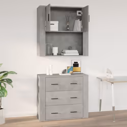 vidaXL Wall Cabinet Concrete Grey Engineered Wood Sideboard Home Organiser - Additional view 9