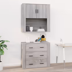 vidaXL Wall Cabinet Grey Sonoma Engineered Wood Side Cabinet Home Organiser
