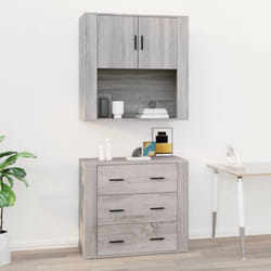 vidaXL Wall Cabinet Grey Sonoma Engineered Wood Side Cabinet Home Organiser