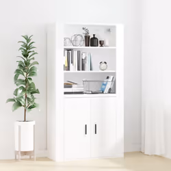 vidaXL Wall Cabinet Hanging Storage Cabinet Wall Cupboard Engineered Wood - White - Additional view 5