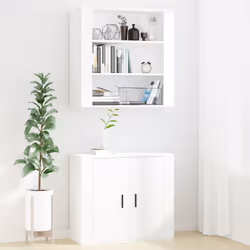 vidaXL Wall Cabinet Hanging Storage Cabinet Wall Cupboard Engineered Wood - White - Additional view 6