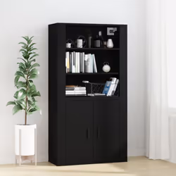 vidaXL Wall Cabinet Hanging Storage Cabinet Wall Cupboard Engineered Wood - Black - Additional view 5