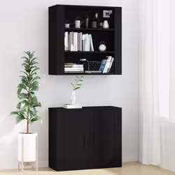 vidaXL Wall Cabinet Hanging Storage Cabinet Wall Cupboard Engineered Wood - Black - Additional view 6