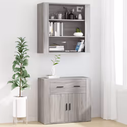 vidaXL Wall Cabinet Hanging Storage Cabinet Wall Cupboard Engineered Wood - Grey sonoma - Additional view 7