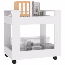vidaXL Desk Trolley Engineered Wood Under Desk Storage Trolley Multi Colours - White - Additional view 2
