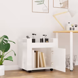 vidaXL Desk Trolley Engineered Wood Office Under Storage Trolley Multi Colours - High gloss white - Additional view 2