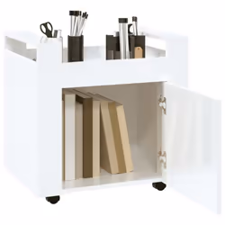 vidaXL Desk Trolley Engineered Wood Office Under Storage Trolley Multi Colours - High gloss white - Additional view 4