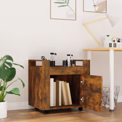 vidaXL Desk Trolley Engineered Wood Office Under Storage Trolley Multi Colours - Smoked oak - Additional view 2