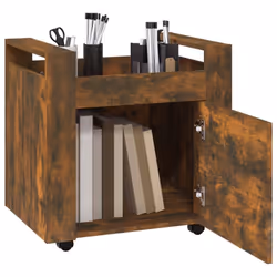vidaXL Desk Trolley Engineered Wood Office Under Storage Trolley Multi Colours - Smoked oak - Additional view 4