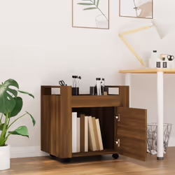 vidaXL Desk Trolley Engineered Wood Office Under Storage Trolley Multi Colours - Brown oak - Additional view 2