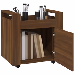 vidaXL Desk Trolley Engineered Wood Office Under Storage Trolley Multi Colours - Brown oak - Additional view 4