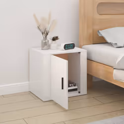 vidaXL 1/2x Bedside Cabinet White End Table Indoor Nightstand Telephone Stand - High gloss white, 1 x Bedside cabinet - Additional view 2