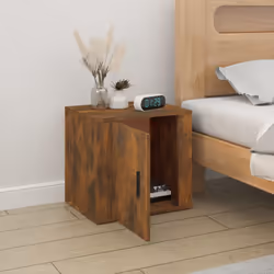 vidaXL 1/2x Bedside Cabinet White End Table Indoor Nightstand Telephone Stand - Smoked oak, 1 x Bedside cabinet - Additional view 2