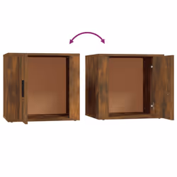 vidaXL 1/2x Bedside Cabinet White End Table Indoor Nightstand Telephone Stand - Smoked oak, 1 x Bedside cabinet - Additional view 7