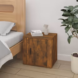 vidaXL 1/2x Bedside Cabinet White End Table Indoor Nightstand Telephone Stand - smoked oak, 2 pcs - Additional view 2