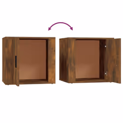 vidaXL 1/2x Bedside Cabinet White End Table Indoor Nightstand Telephone Stand - smoked oak, 2 pcs - Additional view 8
