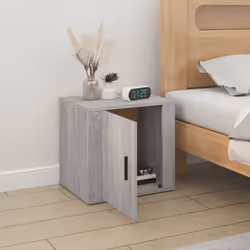 vidaXL 1/2x Bedside Cabinet White End Table Indoor Nightstand Telephone Stand - grey sonoma, 1 pcs