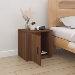 vidaXL 1/2x Bedside Cabinet White End Table Indoor Nightstand Telephone Stand - Brown oak, 1 x Bedside cabinet - Additional view 2
