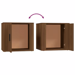 vidaXL 1/2x Bedside Cabinet White End Table Indoor Nightstand Telephone Stand - Brown oak, 1 x Bedside cabinet - Additional view 7
