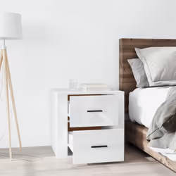 vidaXL Bedside Cabinet Nightstand Side Table Telephone Stand Multi Colours - High gloss white