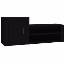 vidaXL Shoe Cabinet Engineered Wood Home Shoe Storage Organiser Multi Colours - Black
