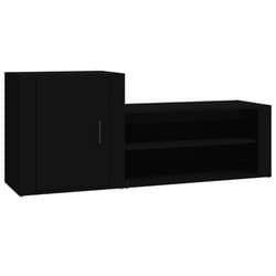 vidaXL Shoe Cabinet Engineered Wood Home Shoe Storage Organiser Multi Colours - Black