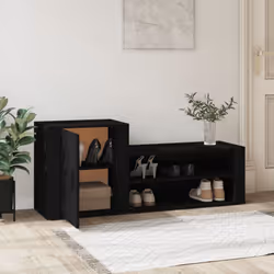 vidaXL Shoe Cabinet Engineered Wood Home Shoe Storage Organiser Multi Colours - Black