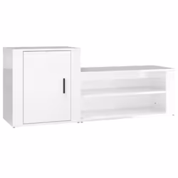 vidaXL Shoe Cabinet Engineered Wood Home Shoe Storage Organiser Multi Colours - High gloss white