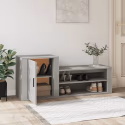 vidaXL Shoe Cabinet Engineered Wood Home Shoe Storage Organiser Multi Colours - Concrete grey
