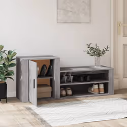 vidaXL Shoe Cabinet Engineered Wood Home Shoe Storage Organiser Multi Colours - Grey sonoma - Additional view 4