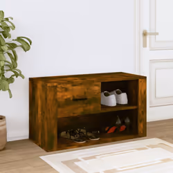 vidaXL Shoe Cabinet Engineered Wood Shoe Storage Cupboard Rack Multi Colours - Smoked oak - Additional view 2