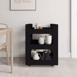 vidaXL Kitchen Trolley Engineered Wood Organiser Trolley Rack Multi Colours - Black