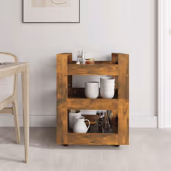 vidaXL Kitchen Trolley Engineered Wood Organiser Trolley Rack Multi Colours - Smoked oak