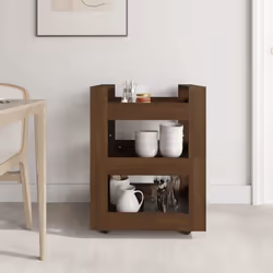 vidaXL Kitchen Trolley Engineered Wood Organiser Trolley Rack Multi Colours - Brown oak