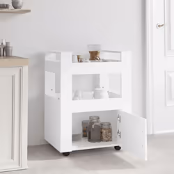 vidaXL Kitchen Trolley Engineered Wood Organiser Food Tea Rack Multi Colours - White