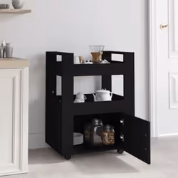 vidaXL Kitchen Trolley Engineered Wood Organiser Food Tea Rack Multi Colours - Black
