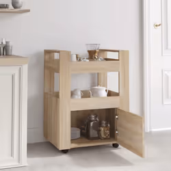 vidaXL Kitchen Trolley Engineered Wood Organiser Food Tea Rack Multi Colours - Sonoma oak