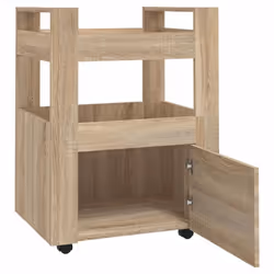 vidaXL Kitchen Trolley Engineered Wood Organiser Food Tea Rack Multi Colours - Sonoma oak - Additional view 5
