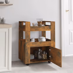 vidaXL Kitchen Trolley Engineered Wood Organiser Food Tea Rack Multi Colours - Smoked oak