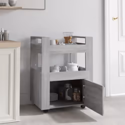 vidaXL Kitchen Trolley Engineered Wood Organiser Food Tea Rack Multi Colours - Grey sonoma