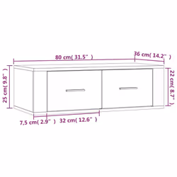 vidaXL Hanging TV Cabinet Entertainment Centre Wall TV Unit Engineered Wood - Grey sonoma
