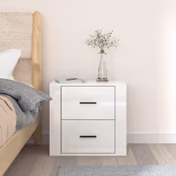 vidaXL Wall-mounted Bedside Cabinet Indoor Floating Nightstand Multi Colours - High gloss white