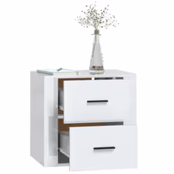 vidaXL Wall-mounted Bedside Cabinet Indoor Floating Nightstand Multi Colours - High gloss white - Additional view 4