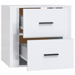 vidaXL Wall-mounted Bedside Cabinet Indoor Floating Nightstand Multi Colours - High gloss white - Additional view 7