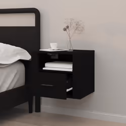 vidaXL 1/2x Wall-mounted Bedside Cabinet Floating Bedside Unit Multi Colours - Black, 1 x Bedside cabinet